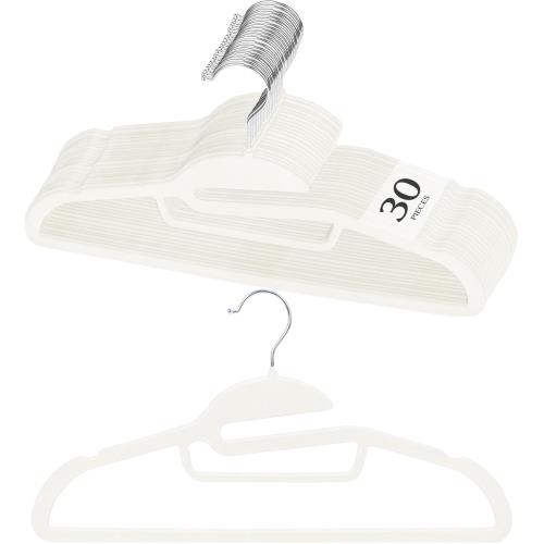 チチロバ(TITIROBA) ハンガー すべらない かたくずれ防止 襟が伸びない 伸び防止 ベルベット製 30本組 アイボリー 23AB208