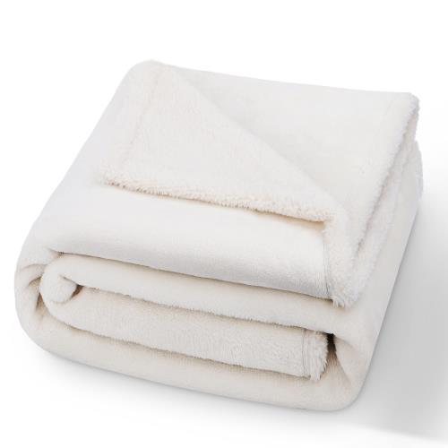 チチロバ(Titiroba) 毛布 セミダブル 二枚合わせ ブランケット 厚手 冬用 フランネル ボア 静電気防止 洗える おしゃれ 大判 150×200cm アイボリー 22DD027
