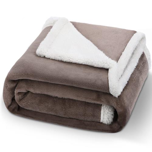 チチロバ(Titiroba) 毛布 シングル 二枚合わせ ブランケット ひざ掛け 厚手 冬用 フランネル ボア 静電気防止 洗える おしゃれ 大判 140×100cm ブラウン 22DD023
