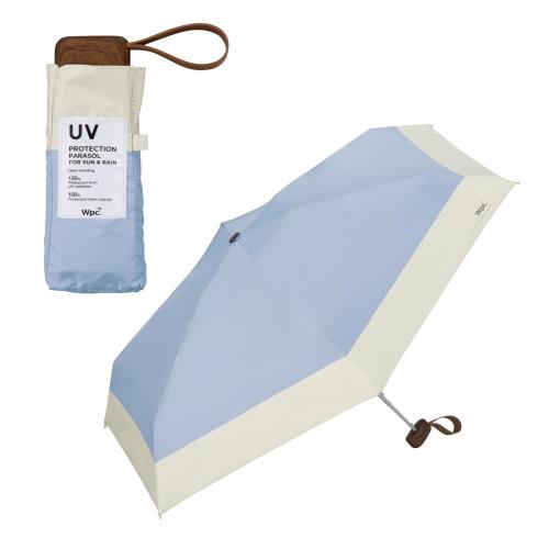 2025Wpc. 日傘 遮光切り継ぎタイニー サックス ≪遮光率100%/UVカット率100%/・UPF50＋/遮熱/晴雨兼用≫ 折りたたみ傘 軽量 おしゃれ 可愛い 女性 レディース 小さい コンパクト シンプル 801-16702-102