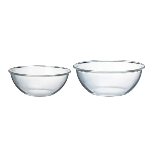 Glass - HARIO(ハリオ) 耐熱ガラス製 浅型 ボウル 2個セット 2000ml 2500ml BUONO kitchen マルチ ボール クリア 日本製 MXPA-2806