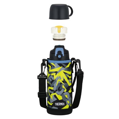 With Cup - サーモス 水筒 真空断熱2ウェイボトル 0.8L/0.83L ブラックイエロー 直飲み コップ付き 子供用 通園通学 FJJ-802WF BKY