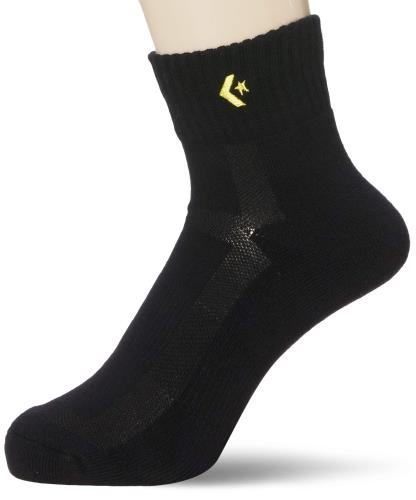 [コンバース] バスケ 靴下 試合/練習用 ソックス ニューアンクルソックス CB160069S ブラック/イエロー 21.0-23.0 cm