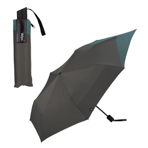 Wpc. [リュックが濡れない] 折りたたみ傘 BACK PROTECT FOLDING グレー×ブルーグリーン 雨傘 晴雨兼用 55cm 大きい メンズ 男性 バックパック 後ろが長い 通勤 通学 おしゃれ 傘袋ポケット UX004-932-002