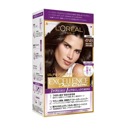 L'Oreal Paris(ロレアルパリ)エクセランス R クリームタイプ 白髪染め ヘアカラー 4NB 深みのある自然な栗色本体 ナチュラルブラウン医薬部外品