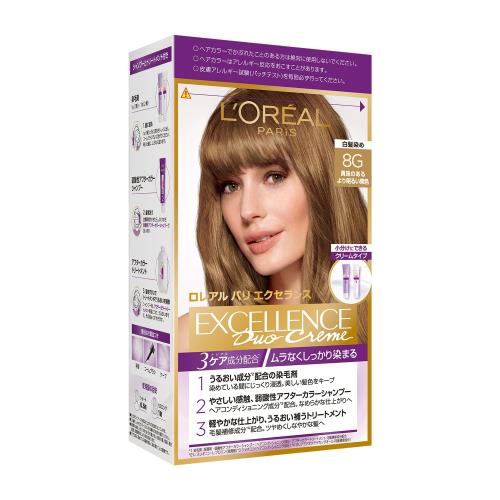 L'Oreal Paris(ロレアルパリ)エクセランス R クリームタイプ 白髪染め ヘアカラー 8G 黄味のあるより明るい栗色 ライトブラウン医薬部外品