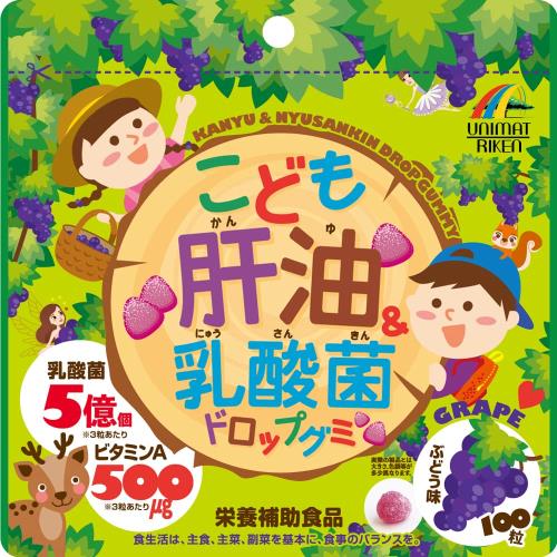 ユニマットリケン こども肝油乳酸菌 ドロップグミ 100粒のサムネイル