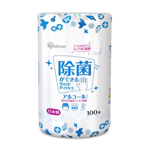 アイリスオーヤマ ウェットティッシュ アルコール 日本製 除菌 本体 WTB-100A ホワイト 100枚入