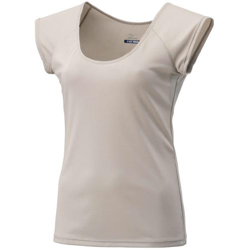 [ミズノ] インナーシャツ アイスタッチ 接触冷感 吸汗速乾 消臭 フレンチスリーブ ラウンドネックシャツ 肌着 アンダーウェア C2JAA303 レディース グレージュ L