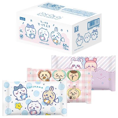 乐天商城 - ちいかわ 純水99% 手口ふき 60枚 × 12個 (720枚) / 汚れをかきとるメッシュ加工/無添加/日本製/ちいかわ ・ ハチワレ ・ うさぎ 3柄ランダムアソート