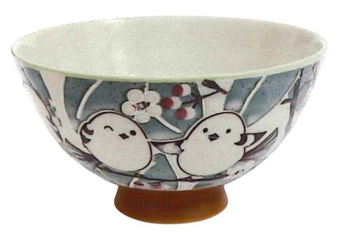 田中箸店 茶碗 シマエナガ 大 美濃焼 ブルー φ125×67mm No.511870
