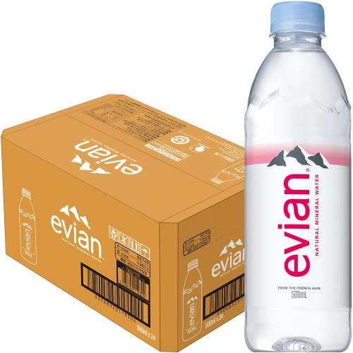 Evian(エビアン) 伊藤園 evian 硬水 ミネラルウォーター ペットボトル 500ml×24本 [正規輸入品] elimino-10154389 eli-mino ゆらぎ薬局 パッケージ画像