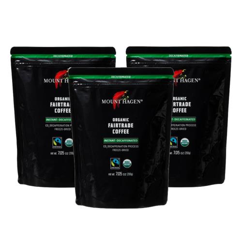 マウントハーゲン オーガニック フェアトレード インスタントコーヒー カフェインレス 詰替用 200g×3個 elimino-10199190 eli-mino ゆらぎ薬局 パッケージ画像