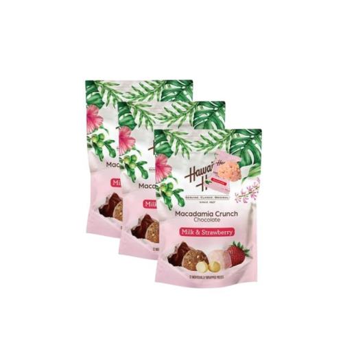 3個セットハワイアンホースト マカダミア クランチチョコレート アソート（チョコレート＆ストロベリー）オリジナル開封日シール付き elimino-10180066 eli-mino ゆらぎ薬局 パッケージ画像
