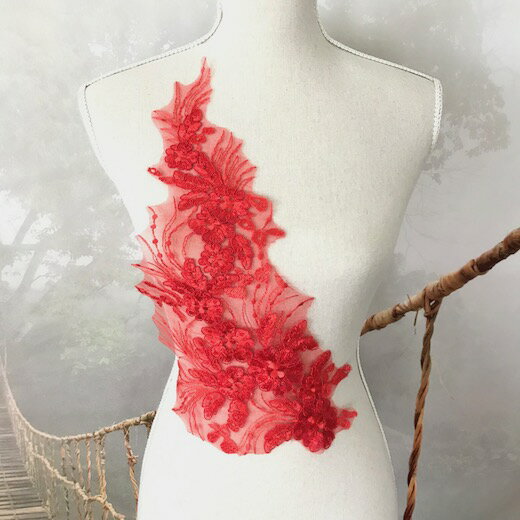 スパンコール モチーフ 花 スパンコール 赤 レッド モチーフ チュール 衣装 ダンス 装飾 ベリーダンス ..