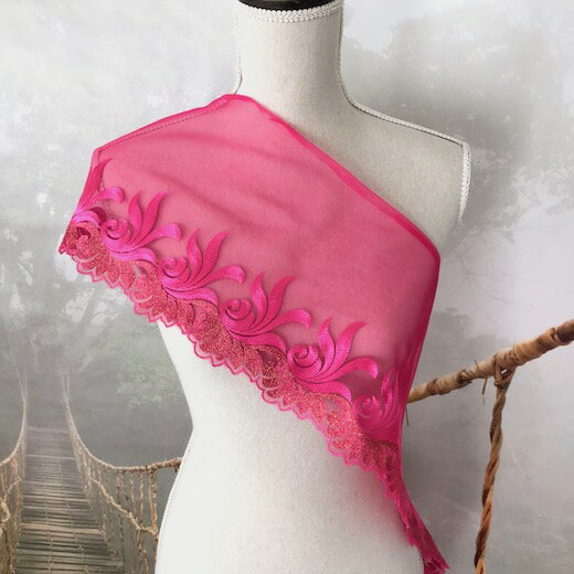 レース 手芸 幅広い 花模様 ピンク 刺繍レース チュールレース 衣装作り 手作り衣装 装飾 服装 素材 材料 衣装 ハンドメイド レオタード ダンス衣装 ピンク ゴールド