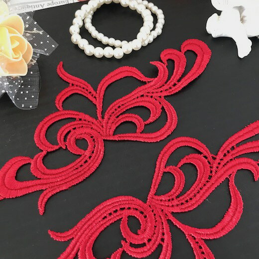 バトン レオタード モチーフ 衣装 レースモチーフ 赤 レッド モチーフレース 装飾 ベリーダンス バレエ衣装 新体操 衣装モチーフ