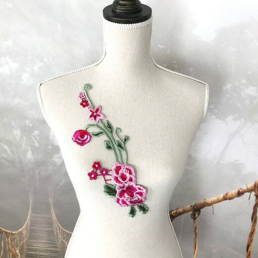 チュールモチーフ 花柄 衣装 ダンス衣装 装飾 モチーフレース ハンドメイド パーツ レースモチーフ ピンク 衣装 材料 モチーフコスチューム バトン 新体操 衣装作り