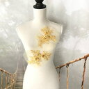 チュールモチーフ ゴールド 花 モチーフ ゴールデンイエロー ゴールド系 バラ 立体的 バラモチーフ 服飾 新体操 衣装モチーフ レオタードモチーフ バトンモチ...