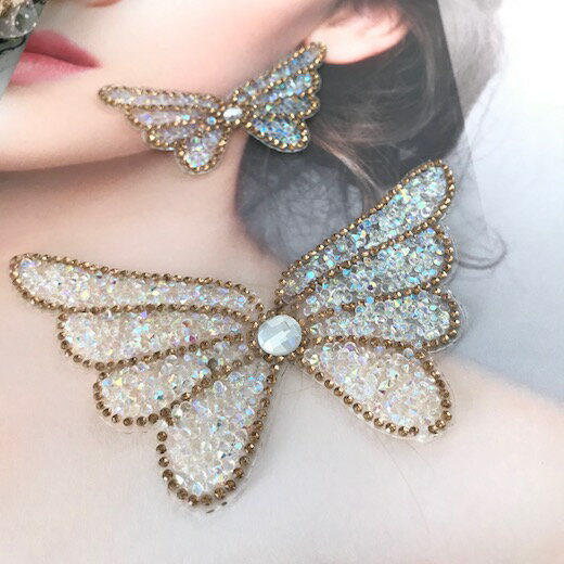 モチーフ ラインストーン バトン レオタード モチーフ バタフライ 衣装 蝶々 バレエ衣装 装飾 アイロン用