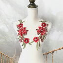 モチーフ バラ模様 レッド 立体的 アップリケ ペアセット 衣装 ダンス 装飾 ハンドメイド 薔薇