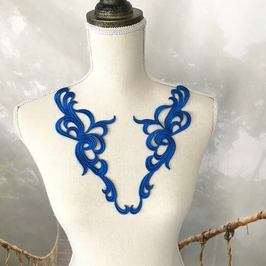 モチーフレース 花柄 モチーフ ブルー ペアセット 服飾 ハンドメイド レオタード バトン 装飾 衣装モチ..