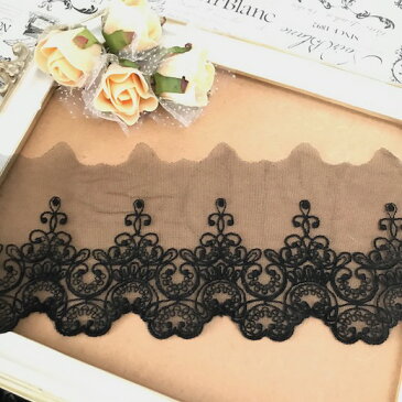 レース 花柄 黒 花模様 ブラック 花柄 チュールレース 衣装作り ブレード 刺繍 リボン 手作り 飾り 素材 装飾 手芸 素材 材料 レオタード バトントワリング 社交ダンス ダンス バレエ