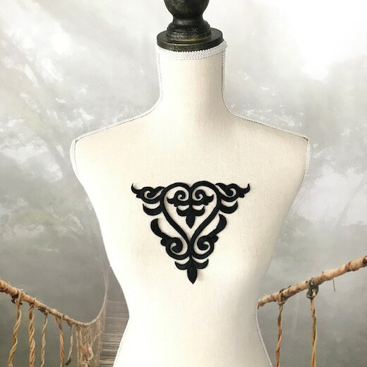 レオタード バトン モチーフ ワッペン アイロン用 貼り付け アップリケ 黒 ハンドメイド パーツ 衣装 ..