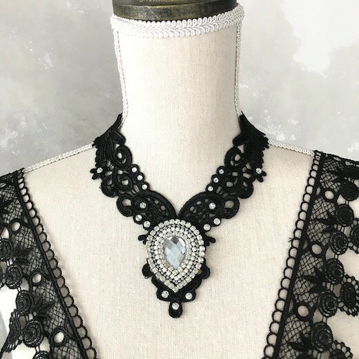 レース チョーカー レディース ラインストーンチョーカー ネックレス 衣装 ブラック 黒 アクセサリー ステージ衣装 ダンス衣装 社交ダンス バレエ衣装