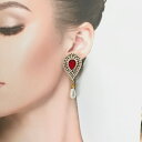 ピアス レディース パールピアス ラインストーンピアス レッド パール イヤリング ラインストーンイヤリング アクセサリー 衣装ピアス ジュエリー