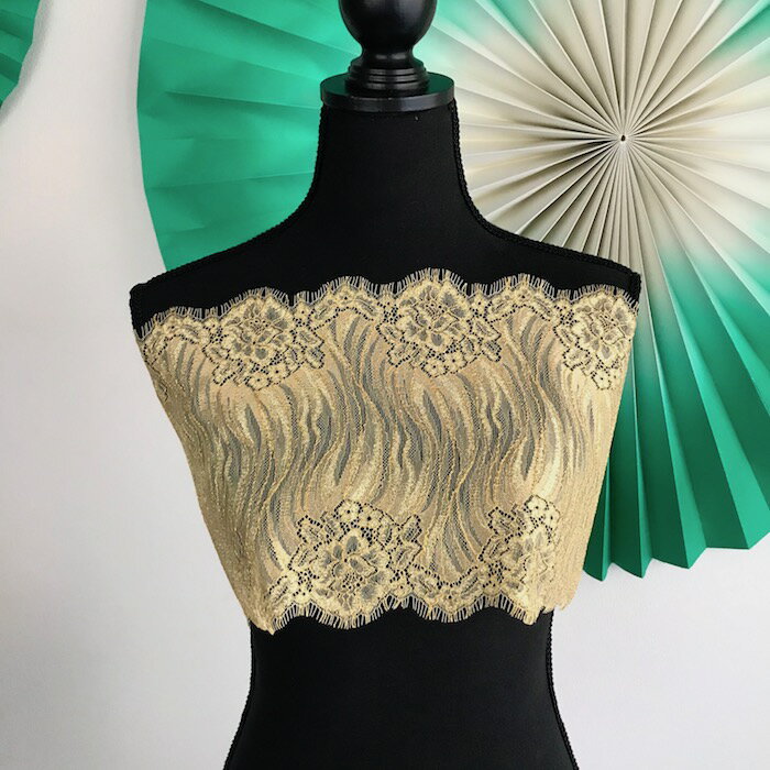 レース 手芸 幅広 マツゲレース ゴールド チュールレース 服飾 花柄 衣装 手作り衣装 素材 装飾 材料 ダンス衣装 バレエ衣装 豪華