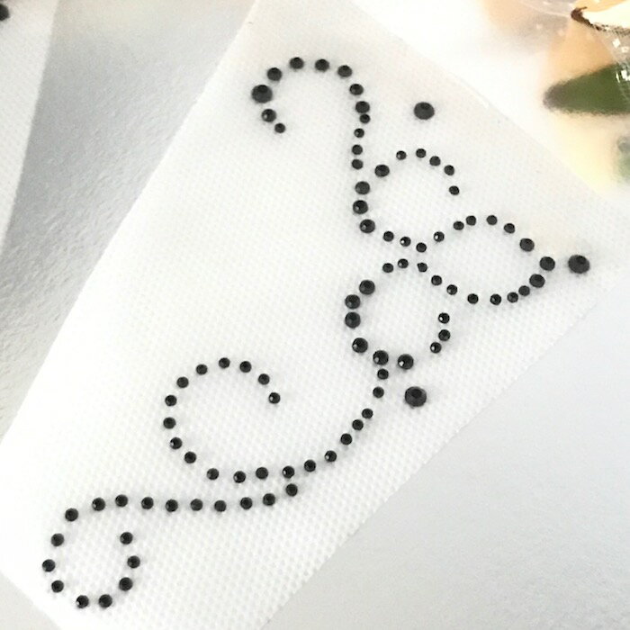 衣装 ラインストーン モチーフ アイロン用 ブラック 花 モチーフ バトン レオタード バレエ衣装 ホットフィックス アイロン接着 アップリケ ラインストーンモチーフ 服飾