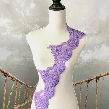 レース リボン 手芸 チュールレース 花模様 花柄 刺繍ブレード 紫 ハンドメイド パープル 装飾 レオタード 衣装作り バレエ衣装