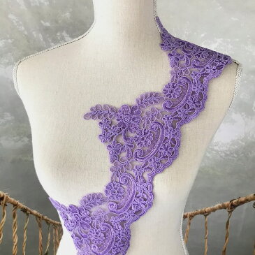 レース リボン 手芸 チュールレース 花模様 花柄 刺繍ブレード 紫 ハンドメイド パープル 装飾 レオタード 衣装作り バレエ衣装
