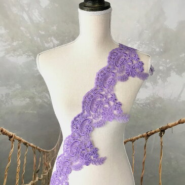 レース リボン 手芸 チュールレース 花模様 花柄 刺繍ブレード 紫 ハンドメイド パープル 装飾 レオタード 衣装作り バレエ衣装