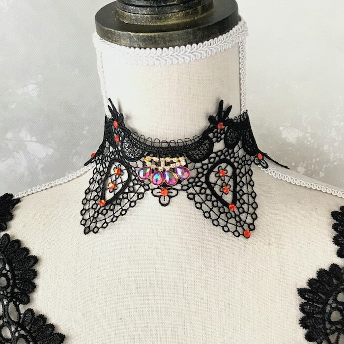 レース チョーカー レディース ゴスロリ レースチョーカー ネックレス 衣装 ブラック 黒 レッド アクセサリー 舞台衣装 ステージ衣装 ダンス衣装