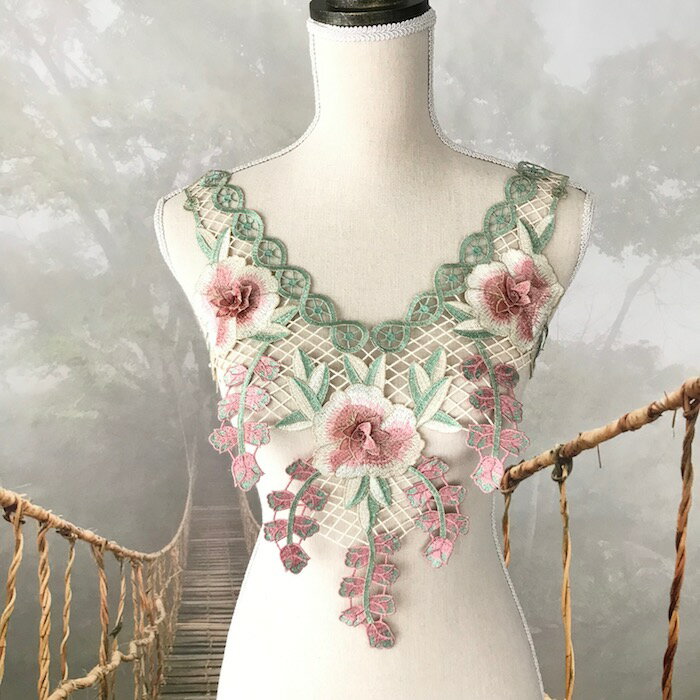 モチーフ 衣装 ネックラインレース 衣装用 ロイヤルモチーフ ピンク系 グリーン系 バレエ衣装 ダンス 装飾 素材 材料 レオタード バトンモチーフ ダンス