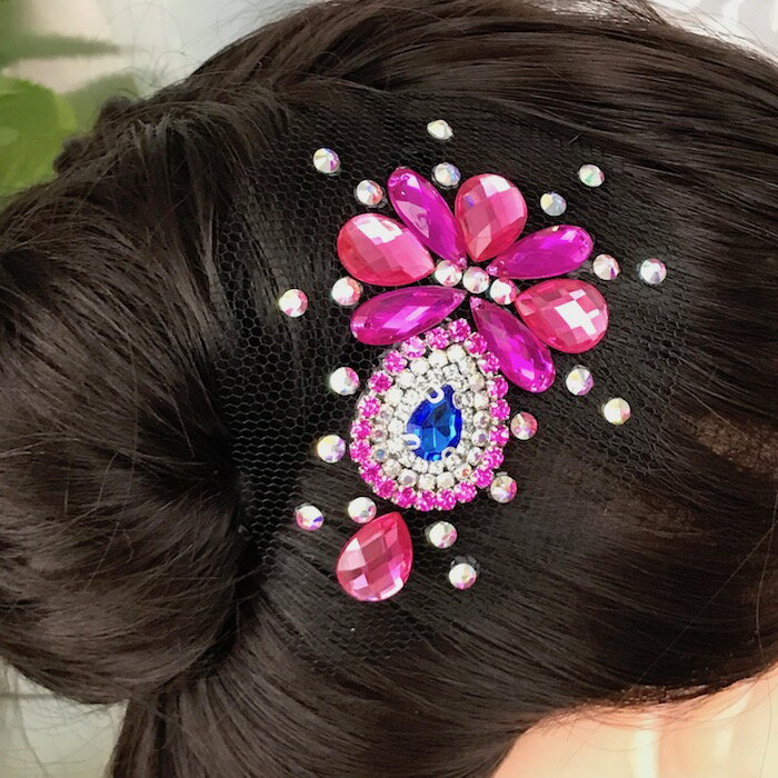 社交ダンス 競技ダンス ヘアアクセサリー 髪飾り ヘア飾り ラテンドレス ジュエリー アクセサリー オーナメント ネット ヘッドピース ヘッドドレス ダンス衣装