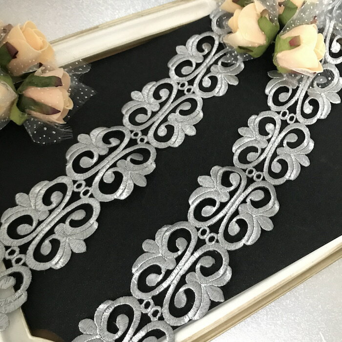 レース アップリケ アイロン用 シルバー 衣装 刺繍ワッペン ブレード レオタードモチーフ アイロンワッペン アイロン接着 アップリケワッペン 装飾 ハンドメイド 素材 モチーフ バトントワリング