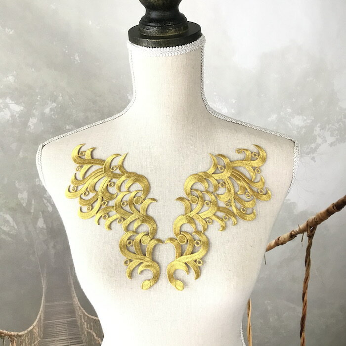 モチーフ ワッペン アイロン用 貼り付け アップリケ ゴールド ハンドメイド パーツ 衣装 レオタード バ..