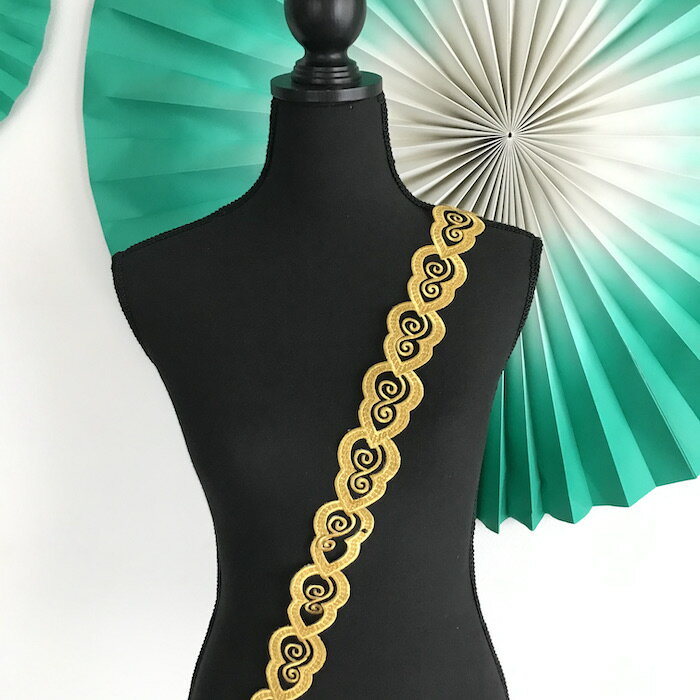 レース アップリケ アイロン用 ゴールド 衣装 刺繍ワッペン ブレード レオタードモチーフ アイロンワッ..