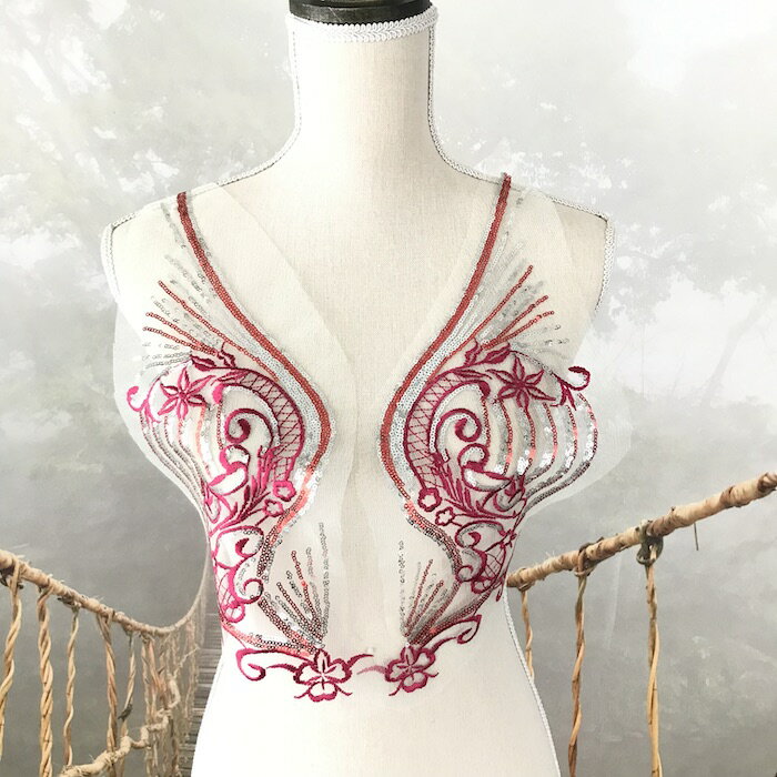 モチーフレース レッド シルバー アップリケ お花 花モチーフ コスプレ ストーン付き 舞台衣装 ステージ衣装 ダンス衣装 発表会衣装 レオタード フィギアスケート バトンモチーフ 新体操 ハンドメイド パーツ 装飾 服飾