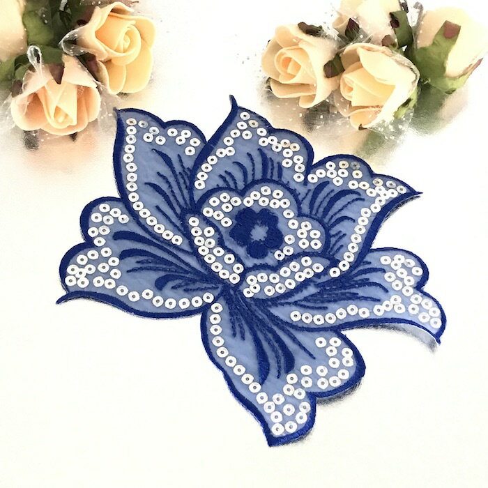 【アウトレット品】スパンコール モチーフ ワッペン アイロン接着可 バラ アップリケ 新体操 ローズ 衣装モチーフ レオタードモチーフ バトンモチーフ 手芸 衣...