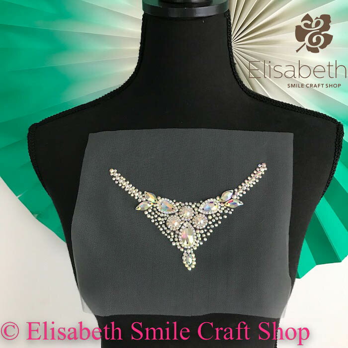 ネックライン ラインストーンモチーフ 衣装モチーフ モチーフ 衣装 バトン レオタード 花 服飾 ネックモチーフ 新体操 バレエ衣装 舞台衣装 ステージ衣装 ダンス衣装 社交ダンス フィギア衣装 ABオーロラ