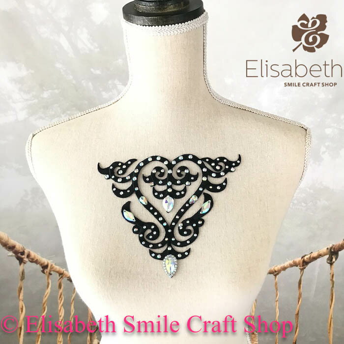 ワッペンモチーフ 衣装 アイロン用 アップリケ アイロンワッペン アイロン接着 アップリケワッペン 服飾 モチーフ 装飾 舞台衣装 ステージ衣装 ダンス衣装 社交ダンス フィギア衣装 ブラック