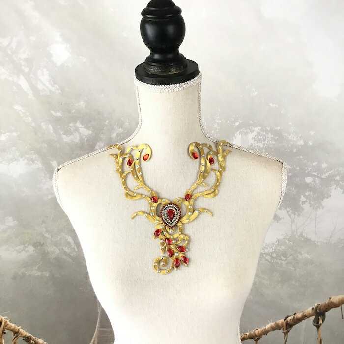 ゴールド レオタード バトン モチーフ ネックライン ラインストーン ネックラインモチーフ ワッペン ア..