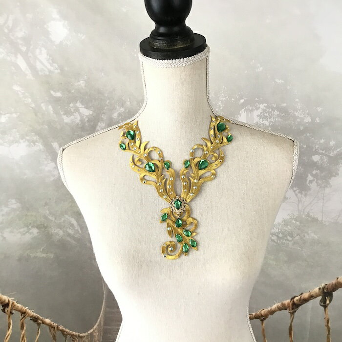 ゴールド レオタード バトン モチーフ ネックライン ラインストーン ネックラインモチーフ ワッペン ア..