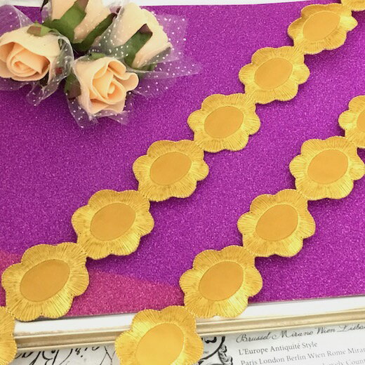 レース アップリケ ゴールド 刺繍ワッペン ブレード レオタードモチーフ アイロンワッペン アイロン接..