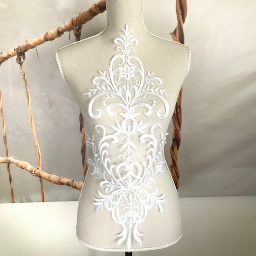 特大！モチーフレース 花柄 刺繍 チュール ダンス ブライダル ハンドメイド 白