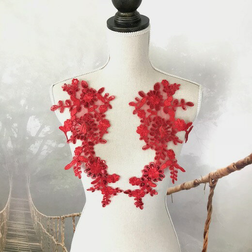 チュールモチーフ バトン レオタード モチーフ 花 衣装 赤 スパンコール付き バトン レオタード レースモチーフ 社交ダンス レッド バトンモチーフ バレエ衣装 チュチュモチーフ 赤